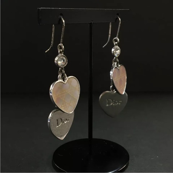 Christian Dior Silver Logo Heart Earrings - Picture 3 of 8